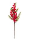 GAŁĄZKA FLOKOWANE OWOCE Z ŚWIERKIEM 40CM RED