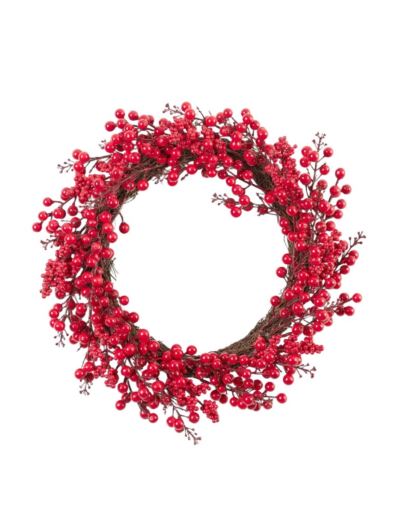 WIANEK ŚWIĄTECZNY Z OWOCÓW GŁOGU 43CM RED