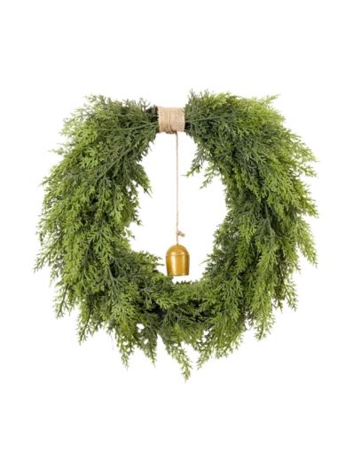 WIANEK ŚWIĄTECZNY DEKORACJA Z DZWONKIEM 50CM GREEN
