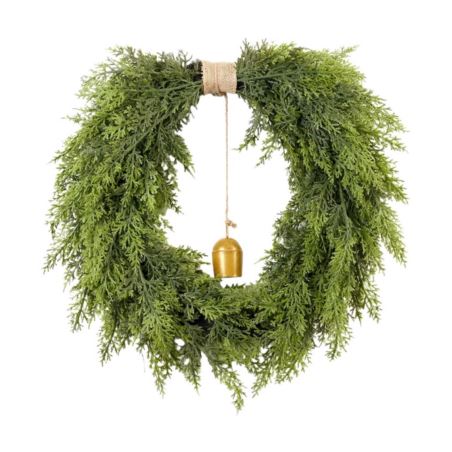WIANEK ŚWIĄTECZNY DEKORACJA Z DZWONKIEM 50CM GREEN