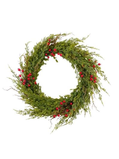 WIANEK ŚWIĄTECZNY TUJA Z OWOCAMI 50CM GREEN