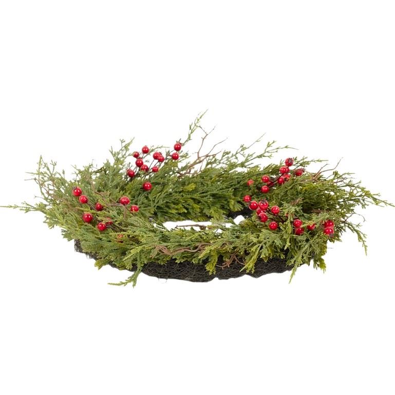 WIANEK ŚWIĄTECZNY TUJA Z OWOCAMI 50CM GREEN