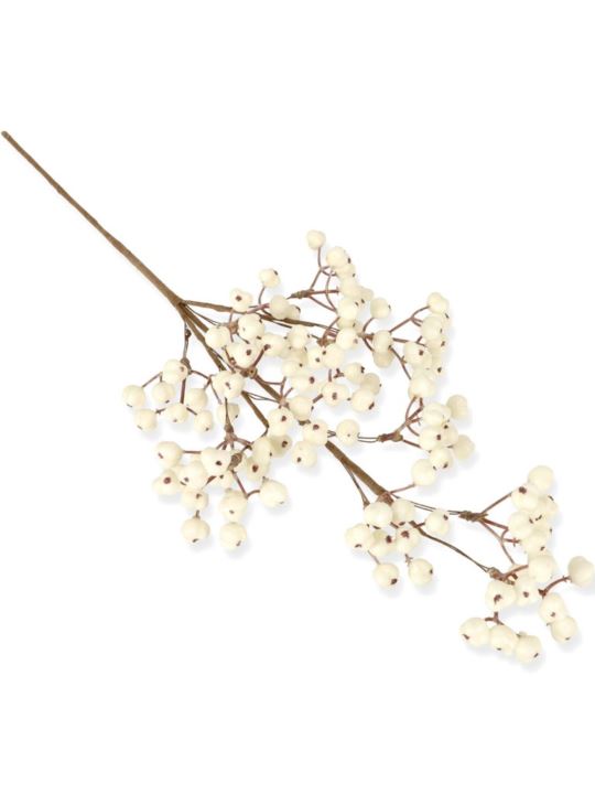 ŚNIEGULICZKA GAŁĄZKA Z OWOAMI 59CM WHITE CREAM