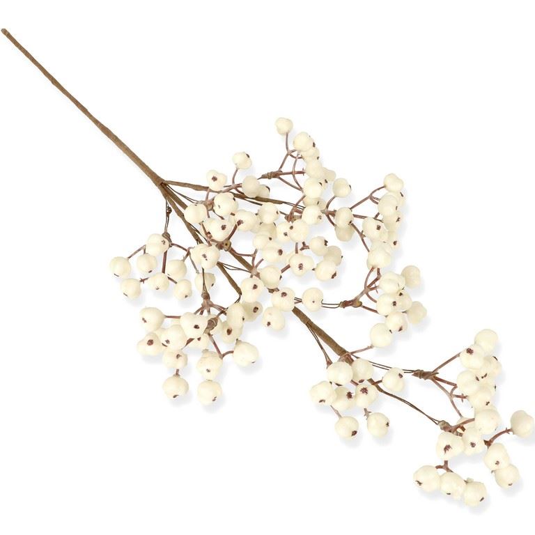 ŚNIEGULICZKA GAŁĄZKA Z OWOAMI 59CM WHITE CREAM