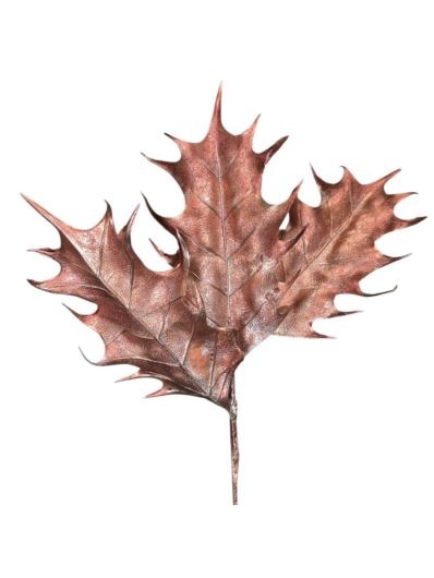 DĄB 3 LIŚCIE GAŁĄZKA PIK 50CM METALIC COPPER