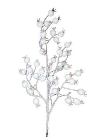 GŁOGI 2CM GAŁĄZKA OŚNIEŻONA 60CM SNOW WHITE