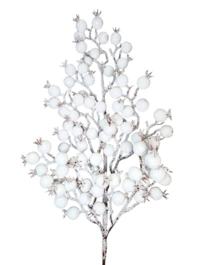GŁOGI 2CM GAŁĄZKA OŚNIEŻONA 72CM SNOW WHITE