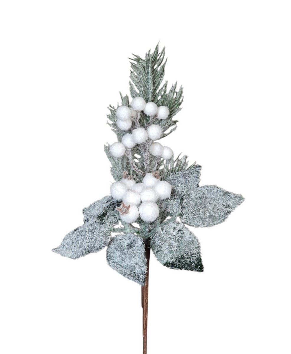 ŚWIERK GŁÓGI LISTKI OŚNIEŻONY PICK 33CM SNOW WHITE