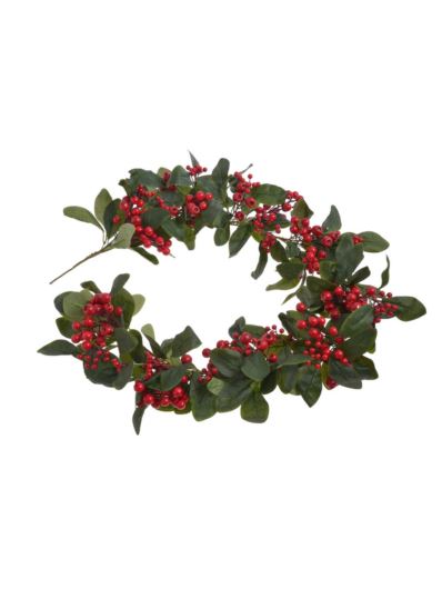GIRLANDA LIŚCIE Z OWOCAMI GŁOGU 150CM RED GREEN