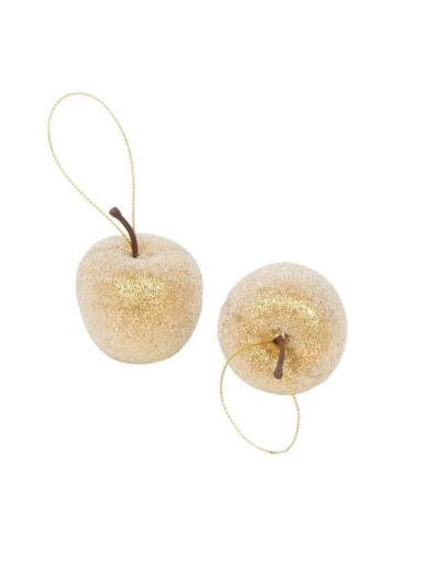 JABŁKO DEKORACYJNE ZAWIESZKA 5CM 12SZT. SUGAR GOLD