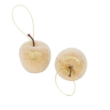 JABŁKO DEKORACYJNE ZAWIESZKA 5CM 12SZT. SUGAR GOLD