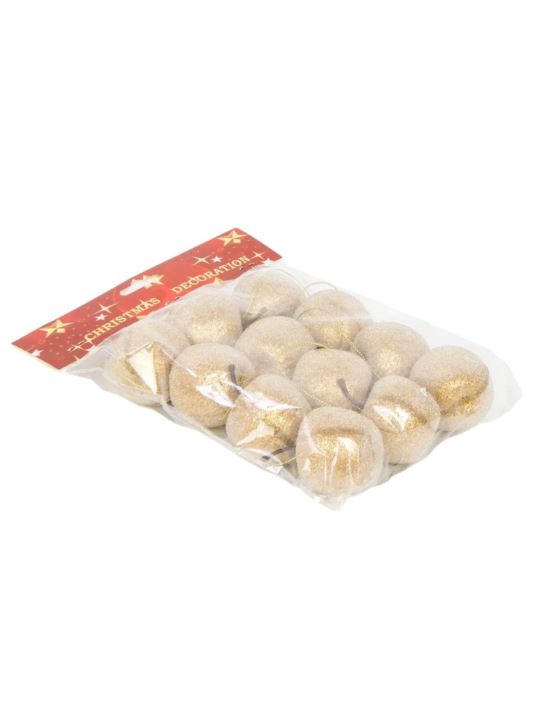 JABŁKO DEKORACYJNE ZAWIESZKA 5CM 12SZT. SUGAR GOLD