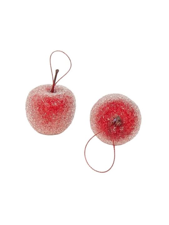 JABŁKO DEKORACYJNE ZAWIESZKA 5CM 12SZT. SUGAR RED