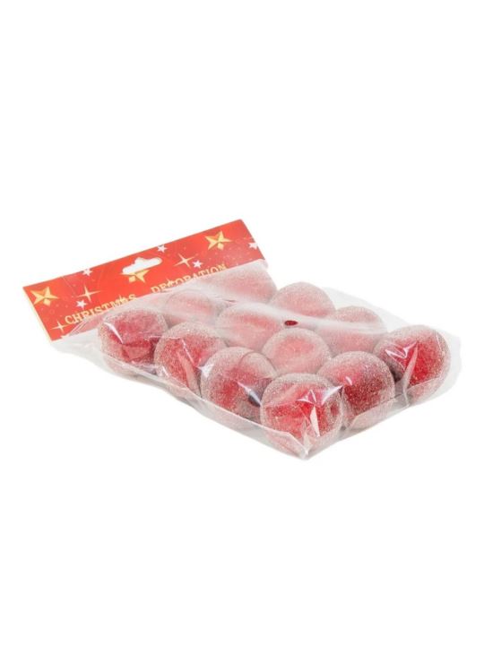 JABŁKO DEKORACYJNE ZAWIESZKA 5CM 12SZT. SUGAR RED
