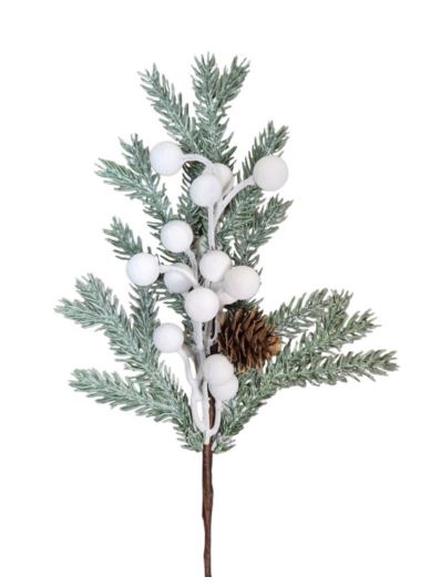 ŚWIERKOWY PIK SZYSZKA KULKI 30CM WHITE POW GREEN