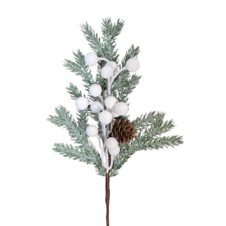 ŚWIERKOWY PIK SZYSZKA KULKI 30CM WHITE POW GREEN