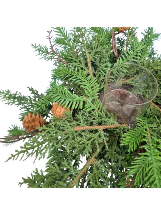 STROIK NA ŚWIECĘ TALERZYK ŚWIERK TUJA SZYSZKA 35CM
