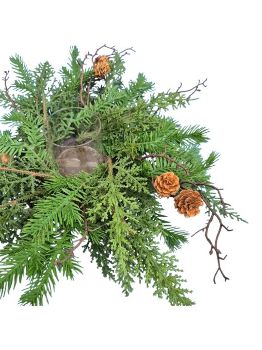 STROIK NA ŚWIECĘ TALERZYK ŚWIERK TUJA SZYSZKA 35CM