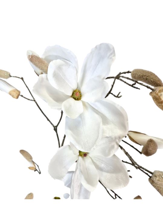 MAGNOLIA GAŁĄZKA Z BROKATEM 100CM WHITE GLITTER