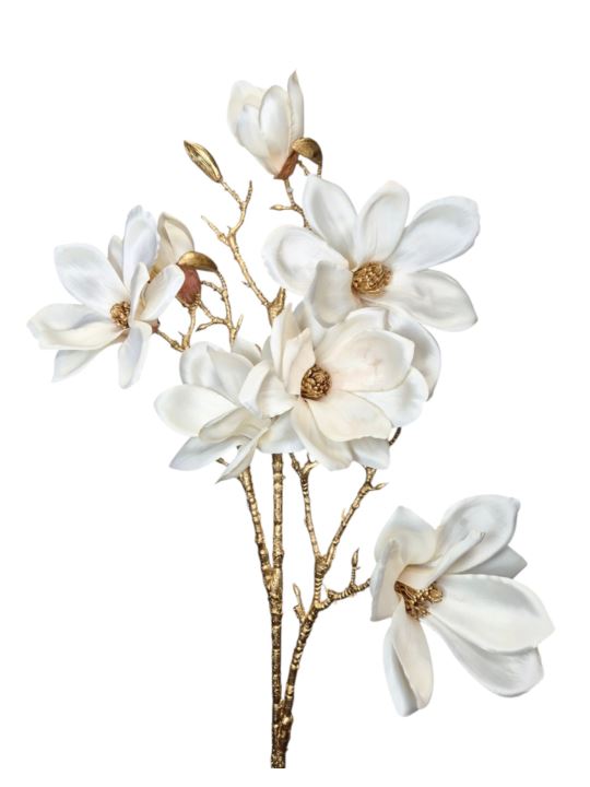 MAGNOLIA GAŁĄŹ 86CM ZŁOTA ŁODYGA CREAM